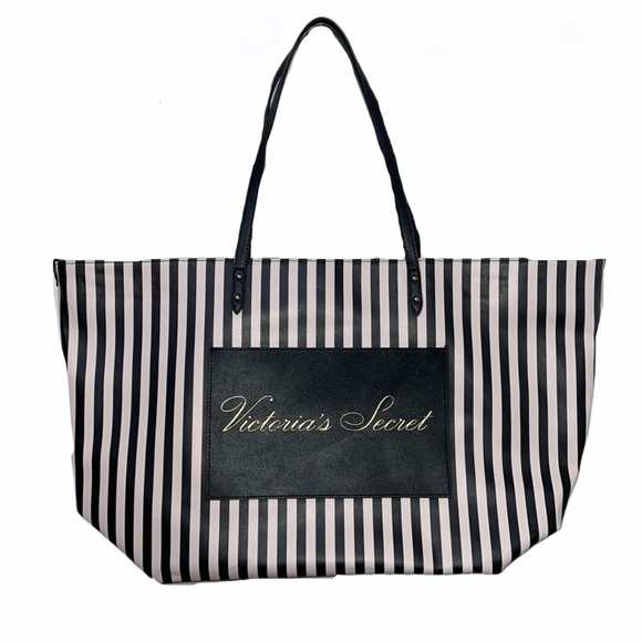 Victoria s Secret Bags Victorias Secret Striped Tote Bag Pink Black victoria-s-secret-bags-victorias-secret-striped-tote-bag-pink-black